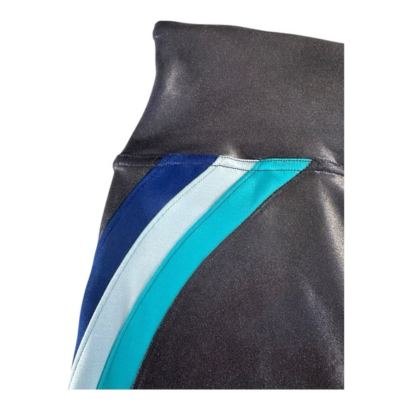 Spanx women's Navy Faux Leather 7/8 Accent Stripe Legging Size M retail $110 - Picture 6 of 14